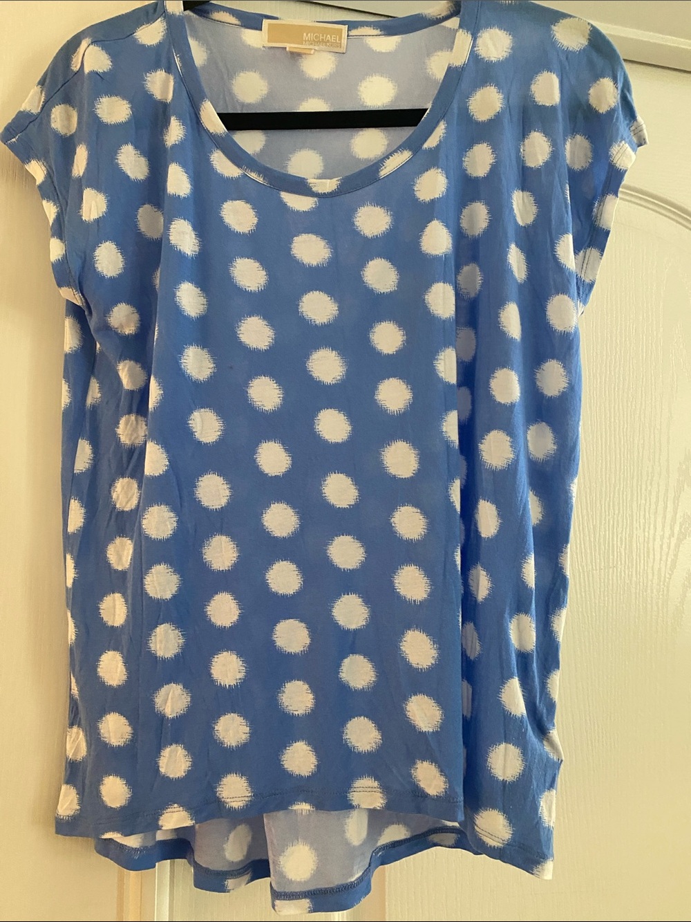 MICHAEL Kors Blue and White Polka Dot Short Sleeve Top